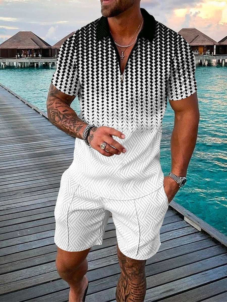 Printed Polo Shirt Suit Summer Fashion