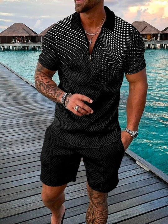Printed Polo Shirt Suit Summer Fashion