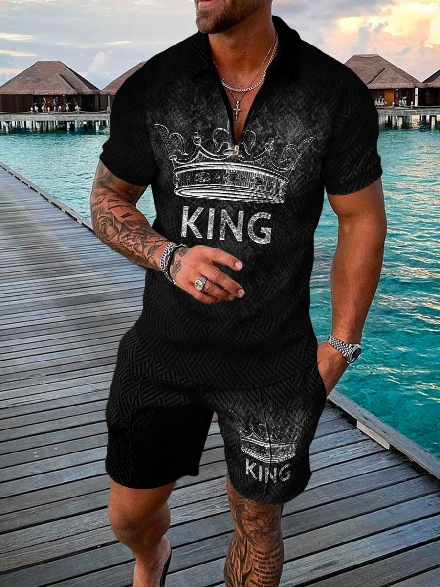 Printed Polo Shirt Suit Summer Fashion