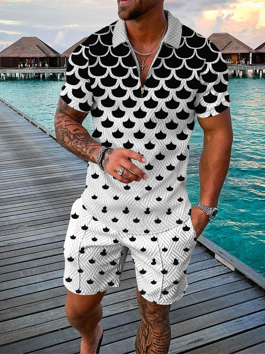 Printed Polo Shirt Suit Summer Fashion