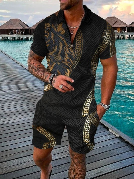 Printed Polo Shirt Suit Summer Fashion