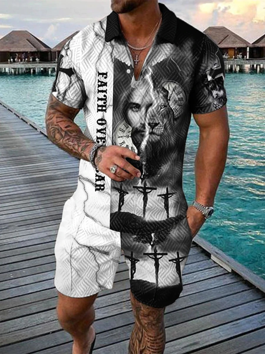 Printed Polo Shirt Suit Summer Fashion