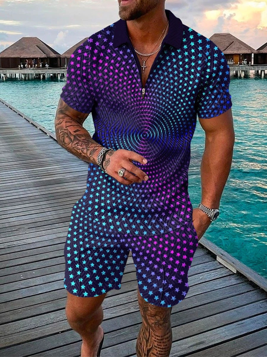 Printed Polo Shirt Suit Summer Fashion