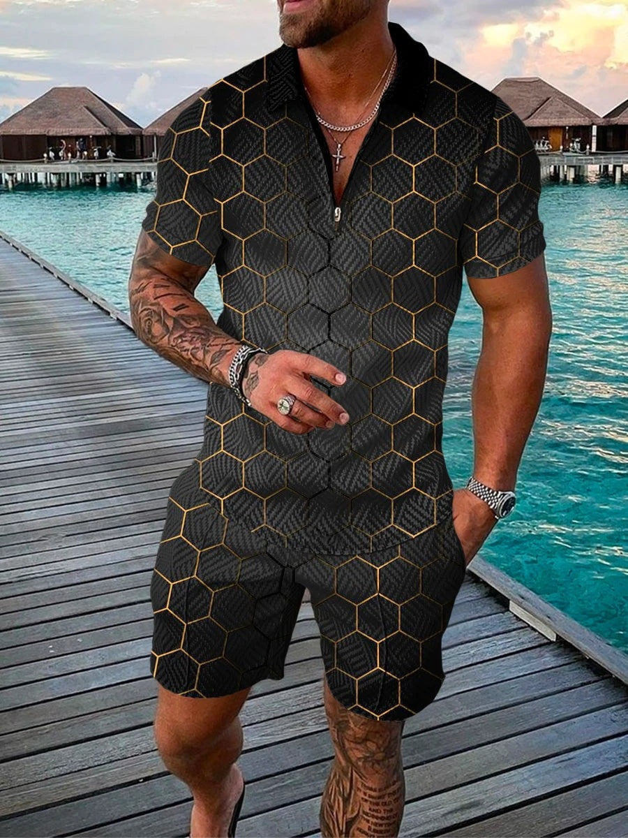 Printed Polo Shirt Suit Summer Fashion